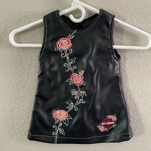 Vintage Harley Davidson Leather Floral Toddler Dress
